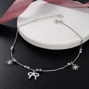 New S925 silver and zircon anklet